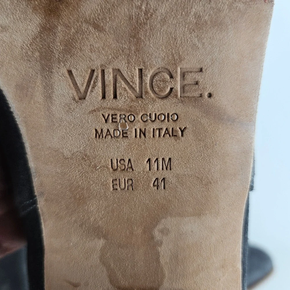 VINCE. Women Charcoal Grey Suede Stacked Ankle Boots Block Heel Italy 11M EUR 41